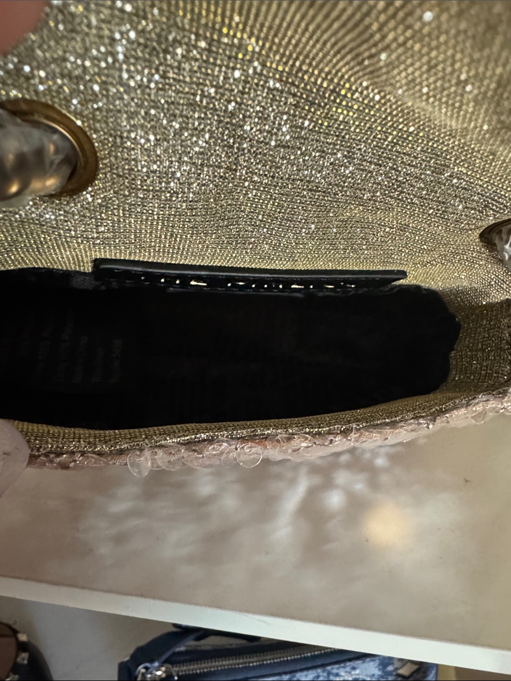 Kurt Geiger Champagne Sequin Mini Bag with Gold Tone Clasp NWT - Picture 7 of 7